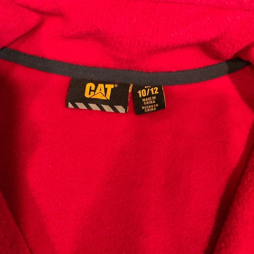 NWOT, CAT Caterpillar Vest Boys Youth M 10/12 Fleece Equipment Full Zip